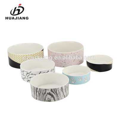 Personalized printing multiple sizes round shape lovely ceramic pet dog bowl