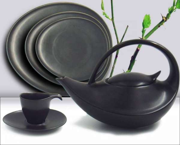 Classic design wholesale grace black japanese style porcelain tea set