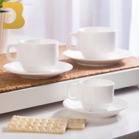 Dinnerware white hotel stackable 80ml 160ml 240ml coffee cup and saucer set