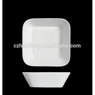 Wholesale hotel restaurant usde white glazed square porcelain salad rice bowl