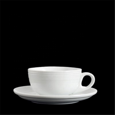 Office used high quality modern round white bulk porcelain tea cup and saucer