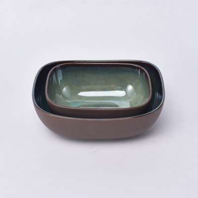 Wholesale dinnerware rectangular restaurant pasta salad soup serving bowl ceramic