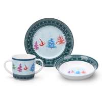 Christmas Cute socks printed blue ceramic kids dinner set dinnerware set with mug and bowl